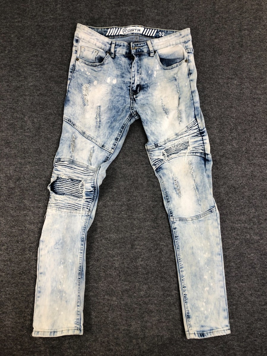 G Star Raw Jeans Men 32x29 Denim Distressed Acid Wash Thrashed