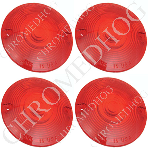 4 Red Flat Turn Signal Lenses for Harley Blinker Lights Replaces OEM