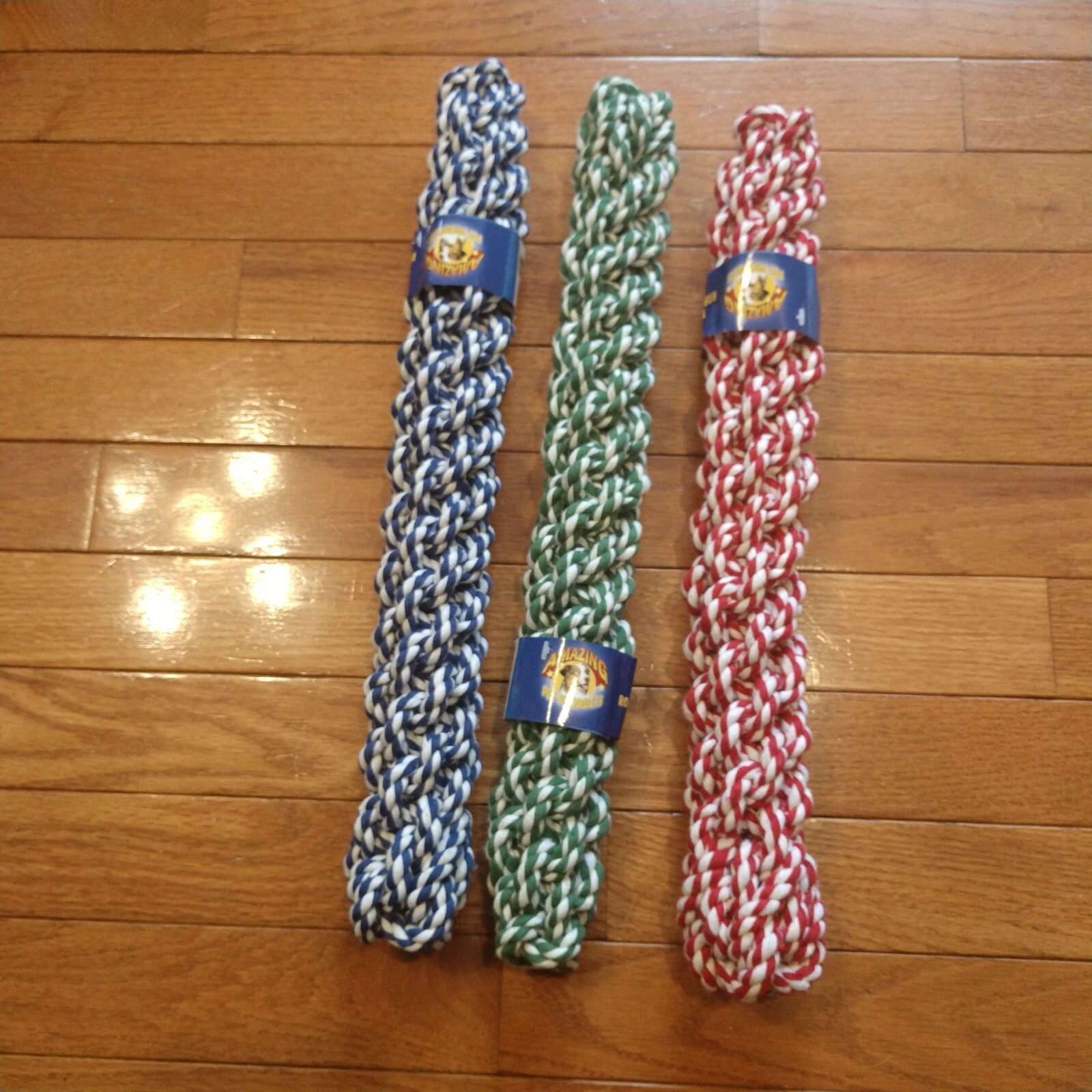 1 Large Rope Dog Toy 16 inch Amazing Pet Products Chew Pull Toy Red/Green/Blue