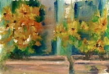 ACEO ATC Signed Art Print “French Window” France Flowers Floral  Trading Card