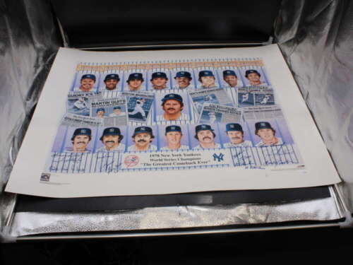 1978 New York Yankees Signed 27x34 Poster Reggie Jackson +24 Auto JSA ZJ11536 - Picture 1 of 12