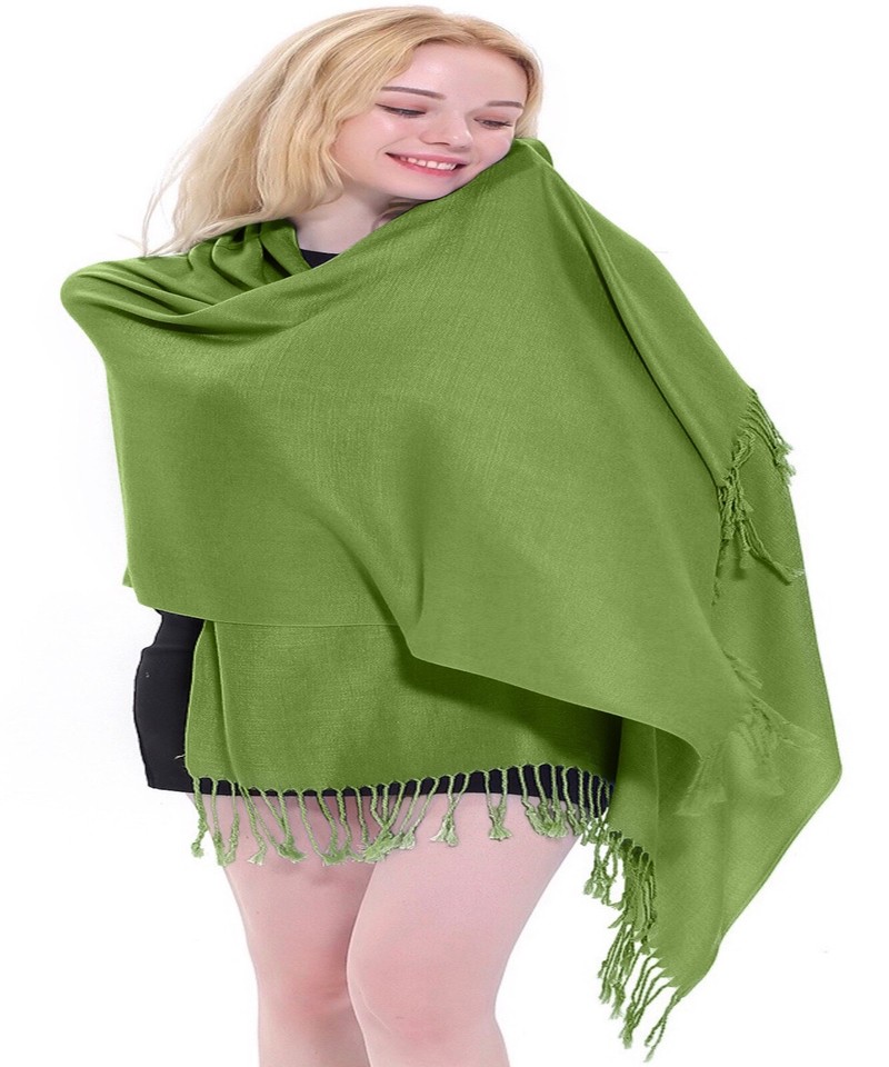 CJ Apparel Écharpe Pashmina Vert Sauge 100 % Cachemire Fabriquée à La