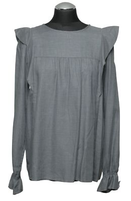 La Camicia Womens Slip Blouse 36 Gray Heather Long Sleeve Cotton Linen New