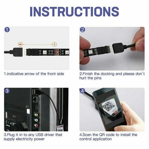 1M 2M 3M 4M 5M 5V USB TV Back LED Strip Light 5050 RGB Deco Lamp Bluetooth Music - Picture 7 of 15