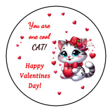 Kids Valentines day cat kitten Stickers, labels, tags