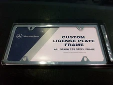 OEM GENUINE MERCEDES BENZ POLISHED STAINLESS STEEL SLIMLINE LICENSE PLATE FRAME