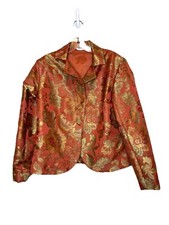 Connie Roberson Silk Floral Brocade Blazer Jacket Women Lined Button USA Made