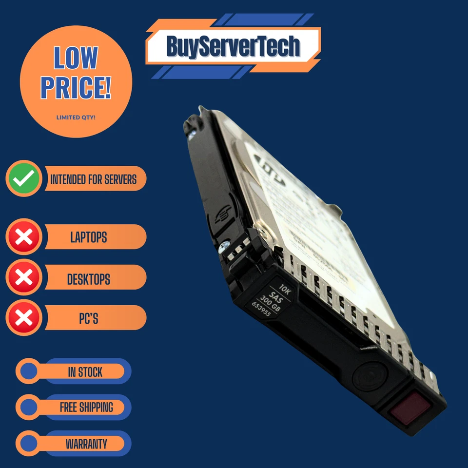 HP 652564-B21 300GB 10K SAS 2.5" HDD 6Gb/s 653955-001 SC | 0HRS | 1YR Warranty - Image 2 of 4