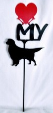Golden Retriever Love heart Yard Sign Metal Silhouette Made in the USA