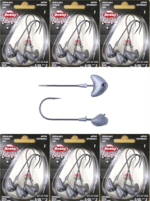 (6) Packs Berkley Fusion 1 Oz Unpainted Football Jig Heads Fish Hook Brand New