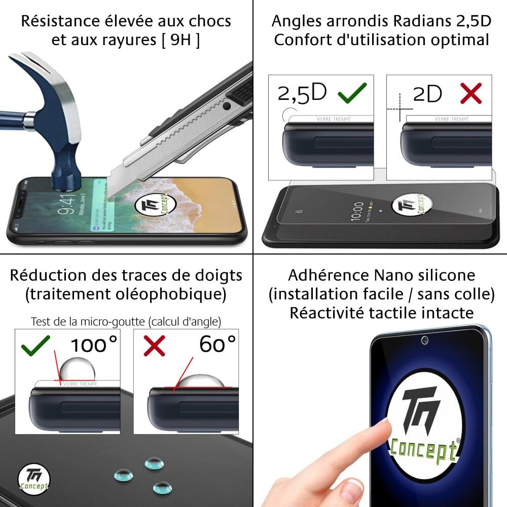 Protection écran Verre Trempé TM-Concept Pour Nothing Phone 1 - 0,26mm, Radian 2.5D