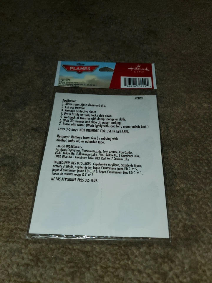 RARO Disney Aviones Película Niños Polvorientos Fiesta de Cumpleaños Favor Tatuajes Temporales Foto 2 de 2