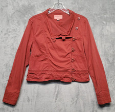 Marrakech Antropologie Jacket Womens Small Rust Orange Red Solid Side Button Up