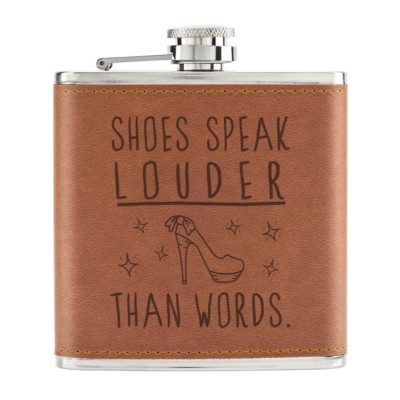 Schuhe sprechen lauter als Worte 6 Unzen PU-Leder Flachmann hellbraun - Mode lustig