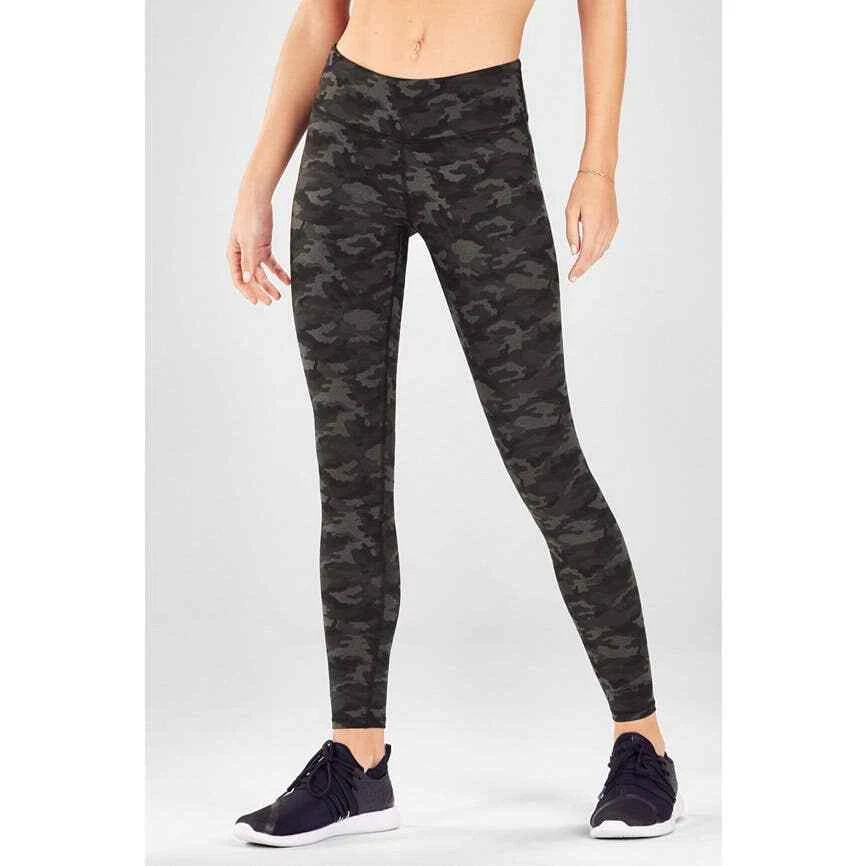 Fabletics Grey Camo Print Mid-Rise Printed Heathered Leggings Women's XS  $75