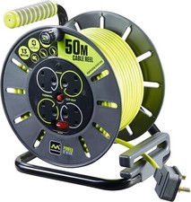 Masterplug Pro-XT 50-metre 4-Socket Extension Reel with Handle Switch Cut-Out uk