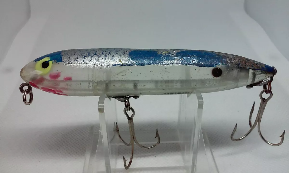 VINTAGE Heddon ZARA SPOOK Clear/Blue/Scale 4 1/2 Topwater/Surface Fishing  Lure