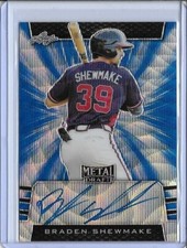 2019 Leaf Metal Draft BRADEN SHEWMAKE Blue Wave Prismatic Auto RC 9/20 Braves