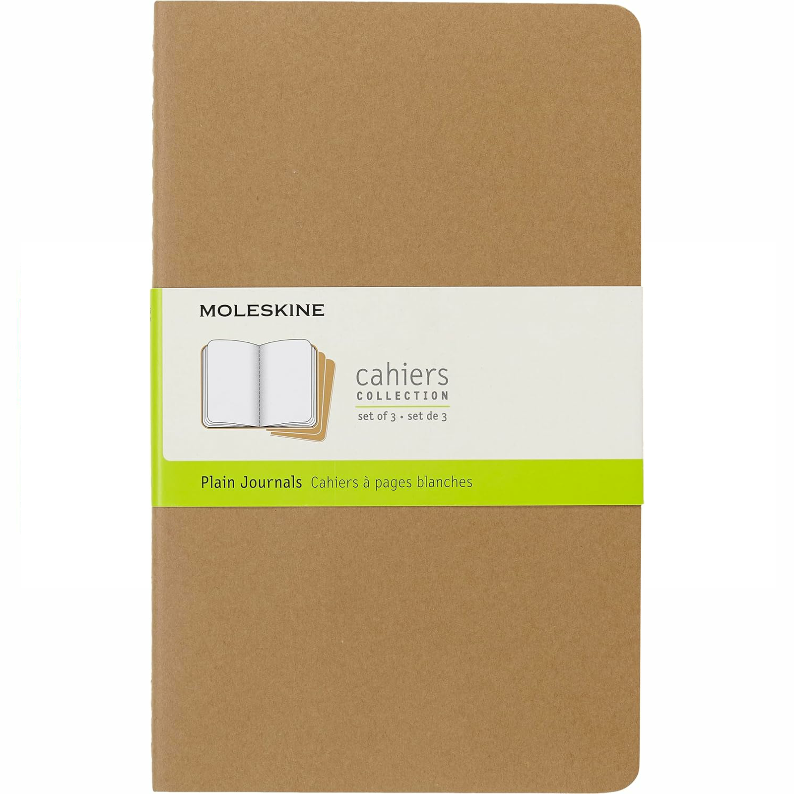 Moleskine Cahier Large Journal Set of 3 Plain Notebooks 13 x 21cm - Kraft Brown
