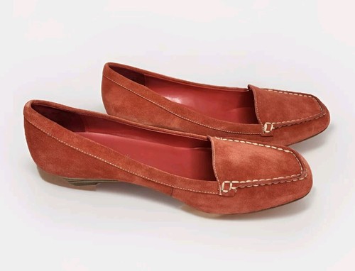 Coldwater Creek Women's Suede Leather Venetian Wedge Slip On Loafers Size 9 Rust - Picture 2 of 9