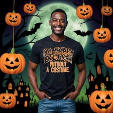 Halloween T-Shirt Unisex Funny Scary Pumpkin Skeleton Costume Tee Scary Enough