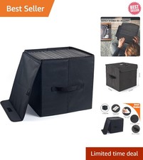 Durable 12" Vinyl Record Storage Box - Foldable, Holds 90 Albums - Stylish Black