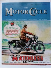 Vintage Motor Cycle Magazine Cover Matchless 1950