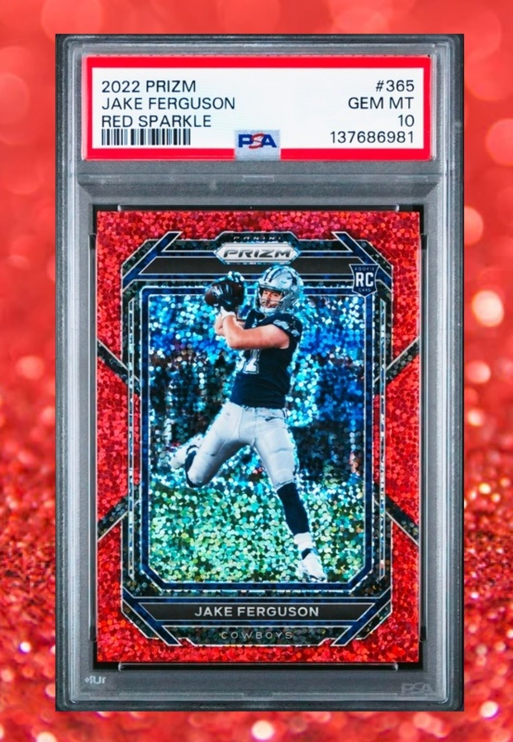 Jake Ferguson Panini Prizm #365 Red Sparkle