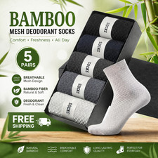 5 Pairs Mens Womens Bamboo Fiber Sports Socks Everyday Crew Socks UK Size 6-11