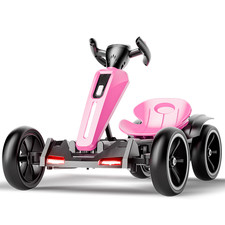 12V Electric Go Kart for Kids Drift Kart Ride on Toy with Adjustable Seat, Pink