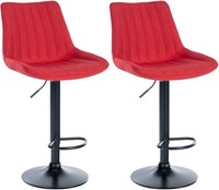 2Er Set Barhocker Toni Stoff Schwarz Rot