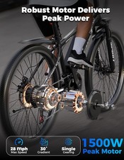 26" Electric Bike for Adults 1500W Mountain Ebike, 28 MPH & 65 Miles, Dual Brake - Image 3