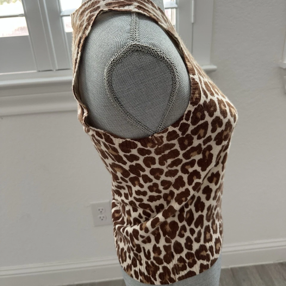 Suéter Top J Crew 100% Cachemira Leopardo Guepardo Estampado Jirafa Para Mujer XS Elegante Foto 2 de 4