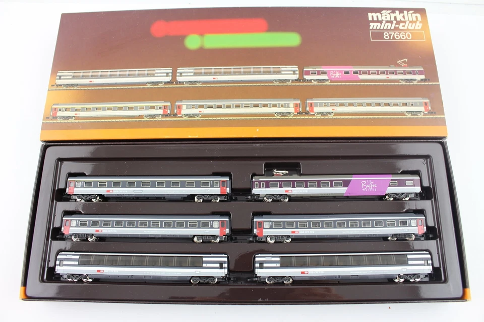 87660 Reisezugwagen-Set EuroCityExpress der SBB Märklin Spur Z OVP +Neuwertig+