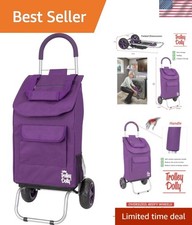 Elegant Purple Foldable Shopping Cart with Wheels  Removable Bag for Groceries