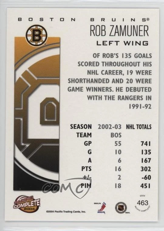 2003-04 Pacific Complete Rob Zamuner #463 - Image 2 of 2