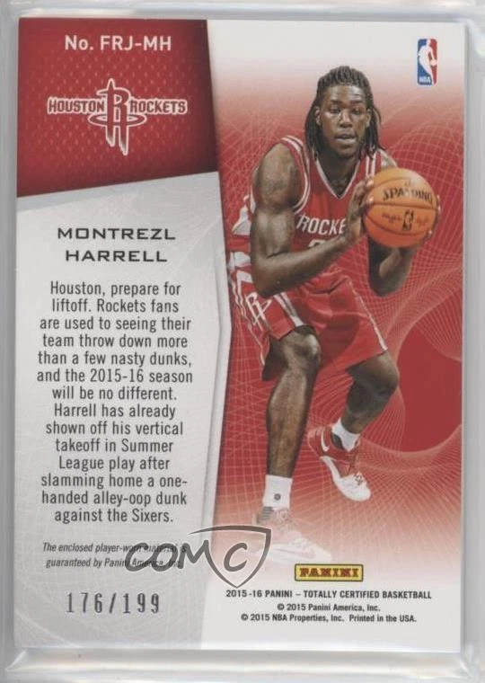 2015 Totally Certified Fabric of the Game Rookie Jersey Red Montrezl Harrell RC - Image 2 of 2