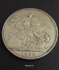 Queen Victoria 1898 SILVER CROWN LXII Edge Ingraved EF Condition.
