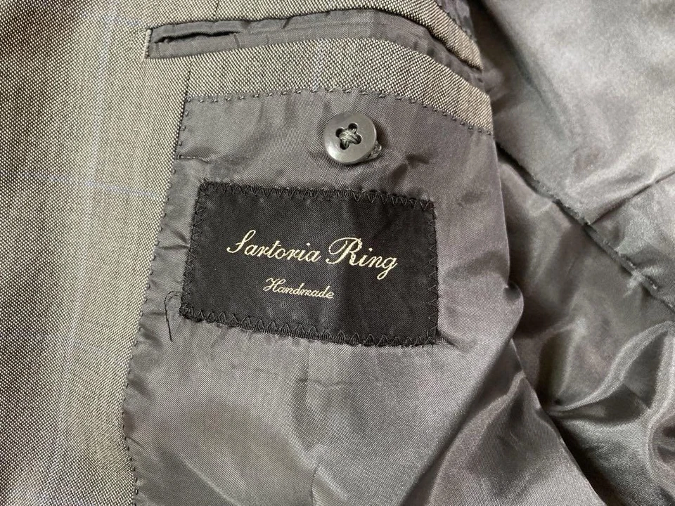 Ring Jacket Sartoria Ring Handmade Grey Wool Suit 48 IT 40R US Neapolitan Cut - Image 3 of 4