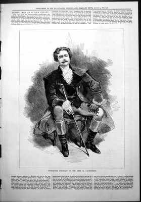 Altes Figurenportrait spät M. Laferriere sitzender Greatcoat Stock 1877 viktorianisch