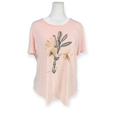 RALPH LAUREN LINEN T-SHIRT PREPPY FLORAL BOHO Graphic Tee Tiger Lilly LARGE