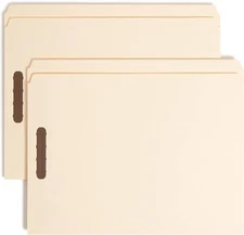 Smead Fastener File Folder, 2 Fasteners, Straight-Cut Tab, Letter Size, 50/Box