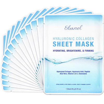 15 Pack Collagen Face Mask with Hyaluronic Acid, Vitamin C, Peptide, Aloe, Insta
