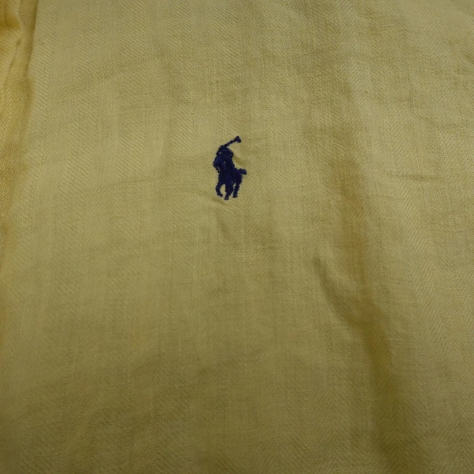 VTG Ralph Lauren Shirt Mens L Yellow Pony Blake Linen Short Sleeve Button Down - Image 4 of 4