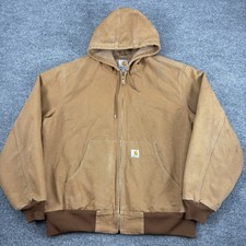 Vintage Carhartt Jacket Mens XL Brown Canvas Hooded Union Made In USA J131 BRN