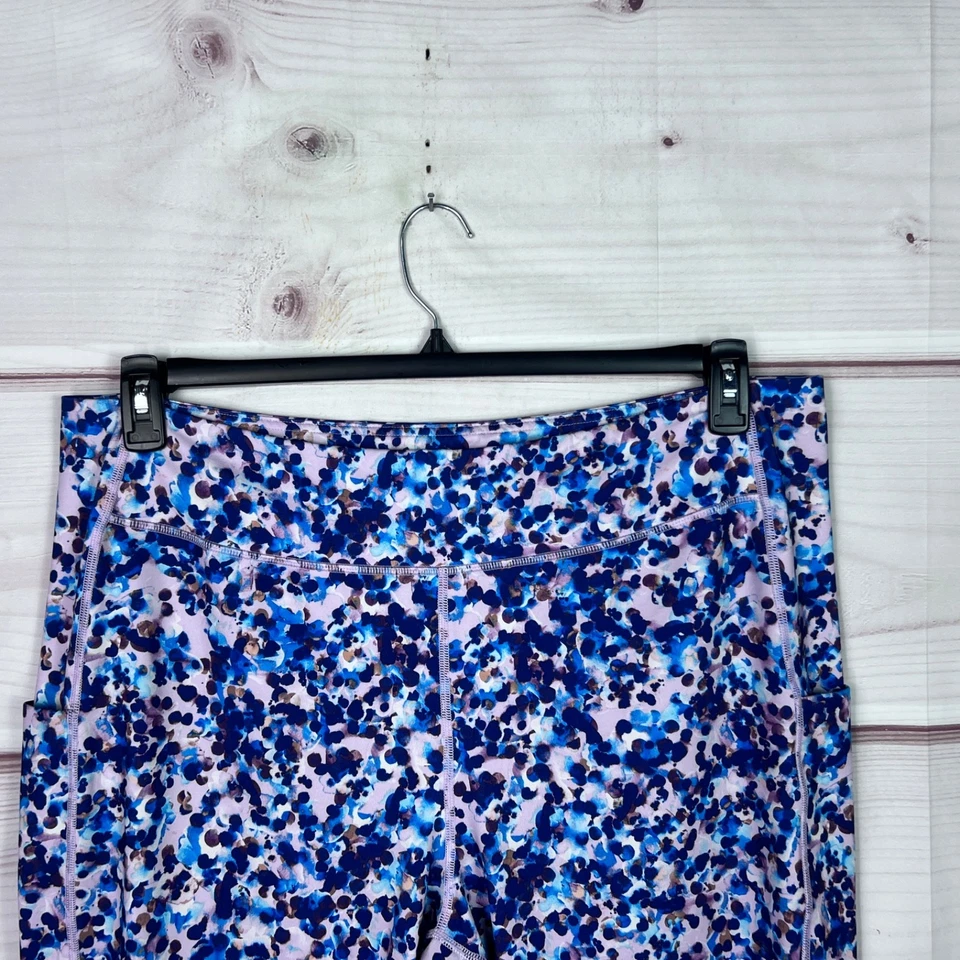 Tek Gear Legging Women 3X Blue Pink Print Capri High Rise Pockets Pull On Active - Image 2 of 4