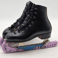 Riedell Figure Ice Skates Youth Kids Junior Black USA BLADE Size W 12 GH