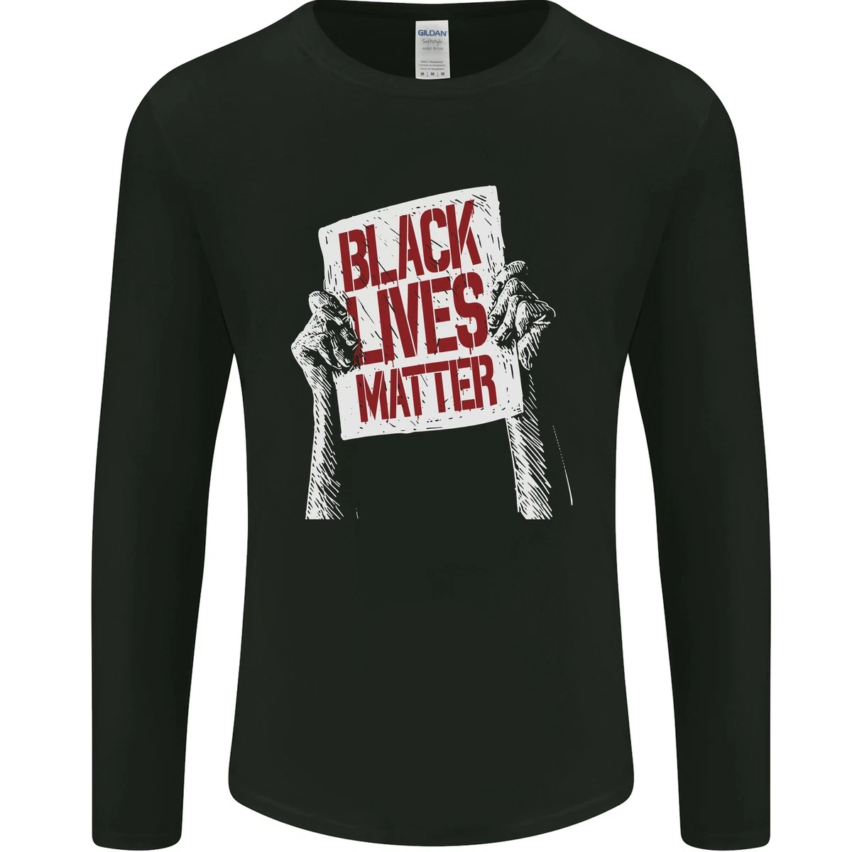 Negro Vive Matter Racial Igualdad De Letrero Hombre Camiseta Manga Larga