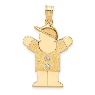 14k Gelbgold The Kids Medium Boy with Hat on Right Diamond Love Anhänger