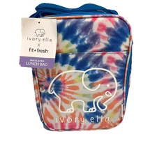 Fit & Fresh Ivory Ella Ryane Insulated Tie Dye Lunch Box Elephant Lunch Bag NWT